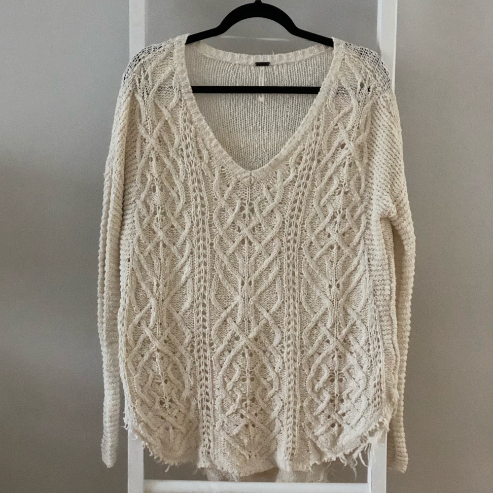 Free People Deconstructed Cable Knit Sweater